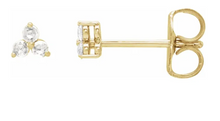 Load image into Gallery viewer, 14K Yellow Rose-Cut Natural Diamond Three-Stone Earring