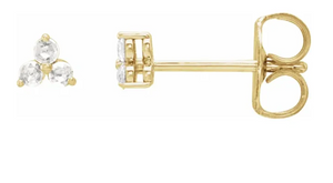 14K Yellow Rose-Cut Natural Diamond Three-Stone Earring