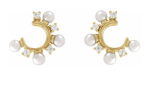 Load image into Gallery viewer, White Freshwater Pearl and Diamond Illusion Earrings