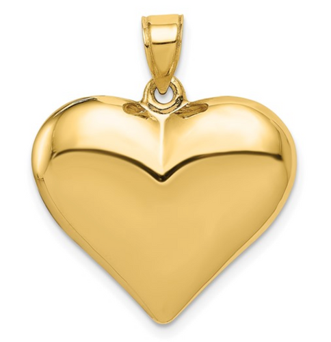 14K Polished 3-D Puffed Heart Pendant