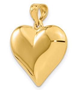 14K Polished 3-D Puffed Heart Pendant