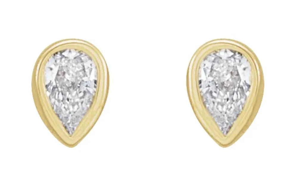 Pear Bezel-Set Earring