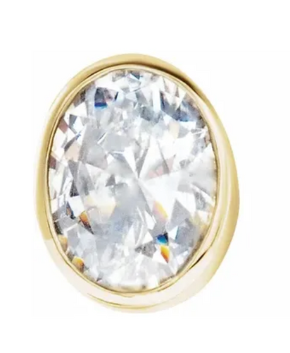 Oval Diamond Bezel-Set Earring