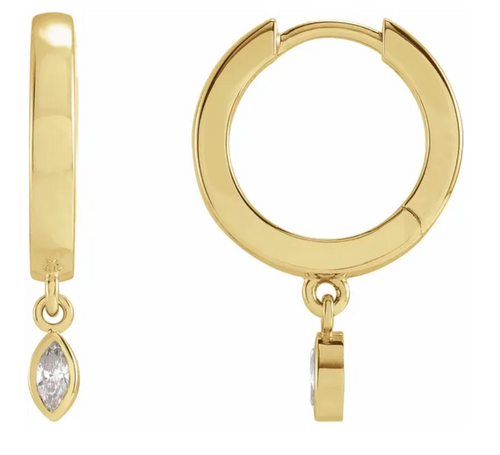 Marquise Diamond Hinged Hoop Earring