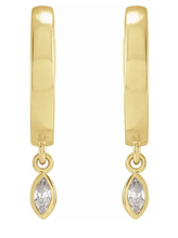 Load image into Gallery viewer, Marquise Diamond Hinged Hoop Earring