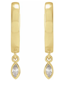 Marquise Diamond Hinged Hoop Earring