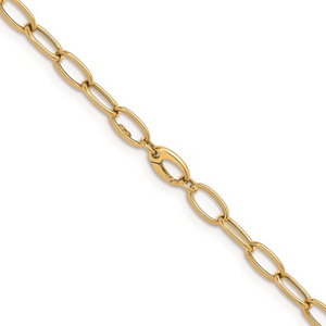 14K Polished 9mm Oval Link Necklace