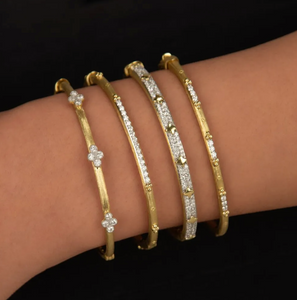 Provence Bangle with Three Diamond Quads