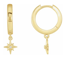 Load image into Gallery viewer, Diamond Star Hinged Hoop Earring