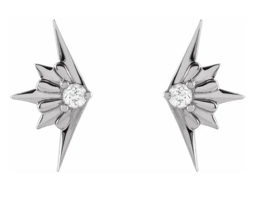 14K White 1.5 mm Round Starburst Earring