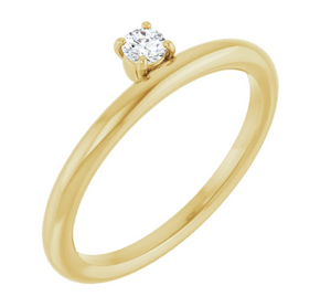 14K Yellow 1/10 CT Natural Diamond Stackable Ring