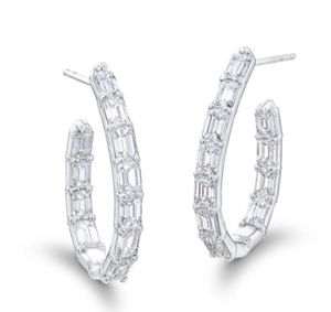 6.22 TCW Emerald Cut "Inside Out" Hoops