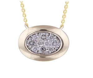 Bezel Set Pave Oval Diamond Necklace