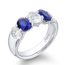 Load image into Gallery viewer, Alternating Diamond and Sapphire Oval Anniversary Band