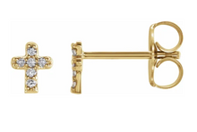 Load image into Gallery viewer, .06 CTW Natural Diamond Cross Earring