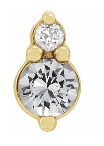 White Sapphire & .03 CTW Diamond Earring