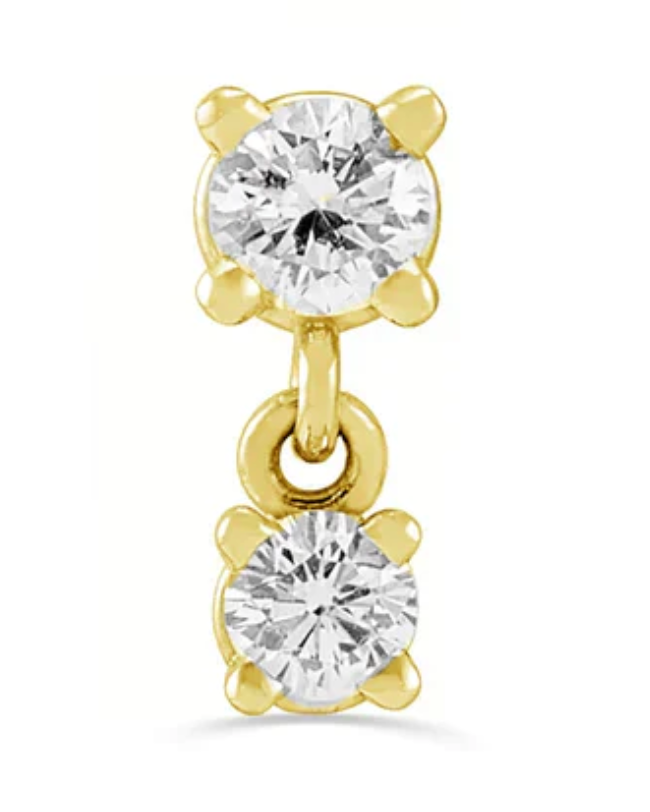 2 Prong Classic Dangle Flat Back Stud