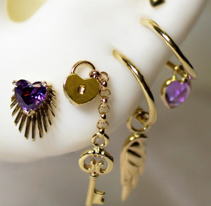 Lock and Key Dangle Flat Back Stud