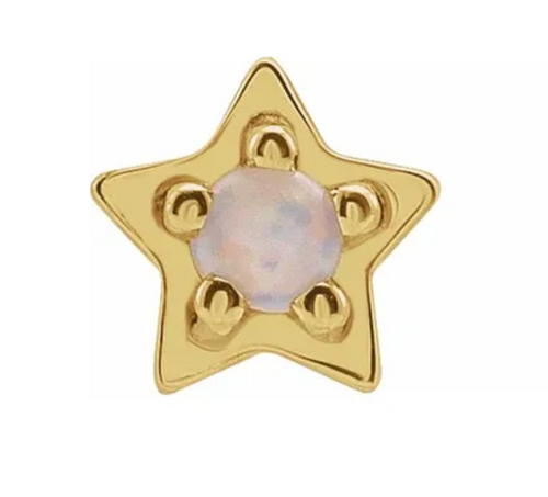Natural White Opal Petite Star Earring
