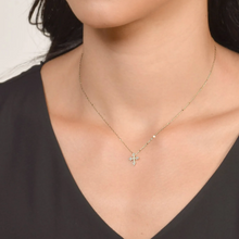 Load image into Gallery viewer, Provence Champagne Tiny Cross Necklace