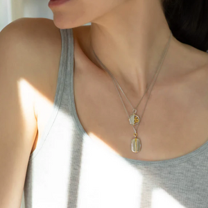 Slim "Brie" Two-Tone Locket Necklace