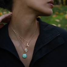 Load image into Gallery viewer, Green Enamel Vermeil Cushion Locket with Green Sapphire