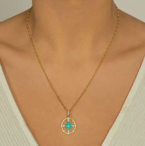 Provence Turquoise and Floating White Diamond Pendant