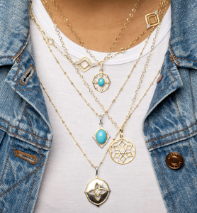 Provence Turquoise and Floating White Diamond Pendant