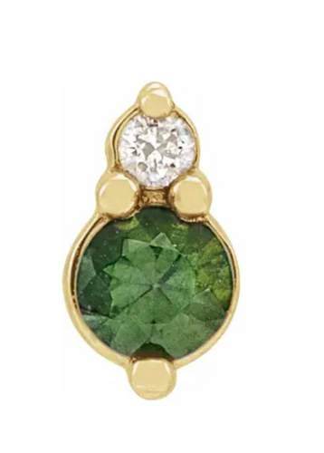 Natural Green Sapphire & Natural Diamond Earring