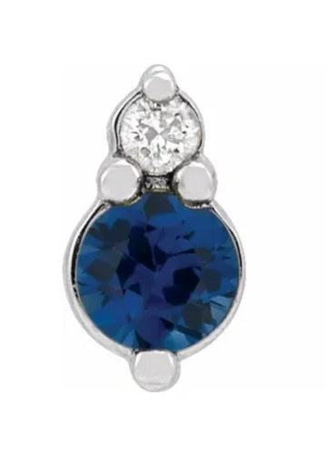 Natural Blue Sapphire & Natural Diamond Earring