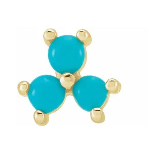Turquoise Three-Stone Cabochon Earring