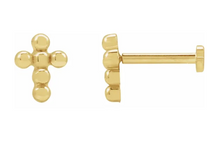 Load image into Gallery viewer, Beaded Cross Flat Back Stud Earring