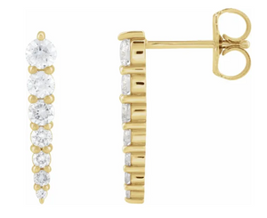 Natural Diamond Graduated Bar Earring