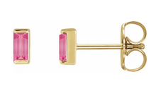 Load image into Gallery viewer, Natural Pink Tourmaline Baguette Earring
