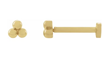 Load image into Gallery viewer, Tiny 3 Bead Flat Back Earring