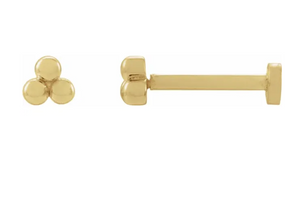 Tiny 3 Bead Flat Back Earring