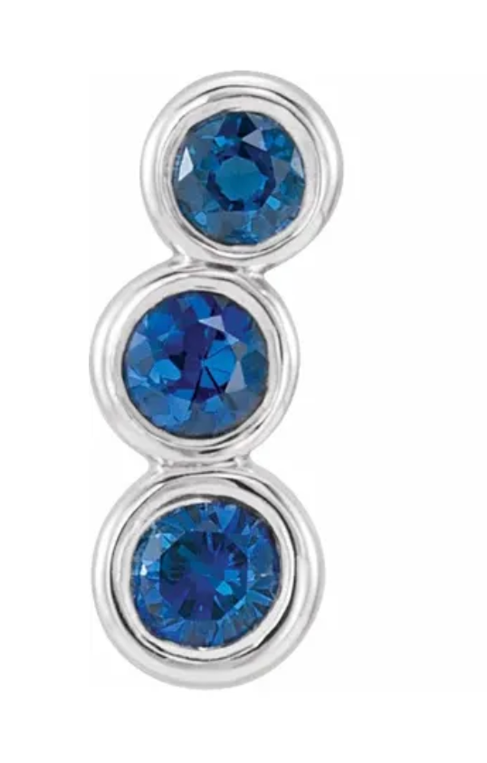 Lab-Grown Blue Sapphire Ear Climber
