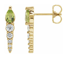 Load image into Gallery viewer, Natural Peridot &amp; 1/4 CTW Natural Diamond Earring