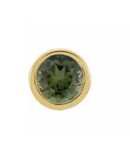 2 mm Round Natural Green Tourmaline Micro Bezel-Set Earring