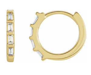 Baguette Natural Diamond Huggie Earring