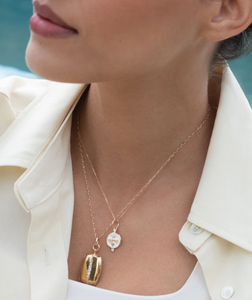 Slim Rectangle "Kate" 18K Gold Locket Necklace