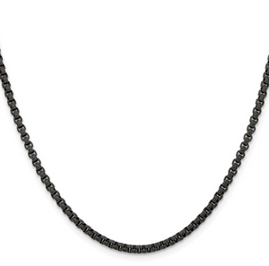 Stainless Steel Polished Black 22" Box Chain