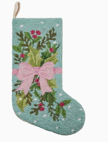 Holly Bow Hook Stocking