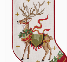 Load image into Gallery viewer, Reindeer W/Wreath Embroidered Stocking