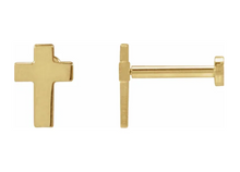 Load image into Gallery viewer, 14K Yellow 7x5 mm Cross Flat Back Earring