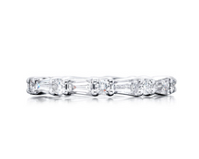 Load image into Gallery viewer, Alternating round and tapered baguette diamond Eternity Band