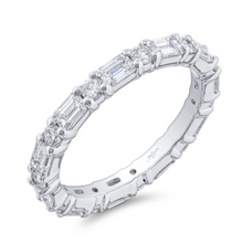Load image into Gallery viewer, Alternating emerald-cut and round diamond Eternity Band