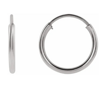 Load image into Gallery viewer, 14K White Gold Flexible Endless Tube 10 mm Hoop Earring