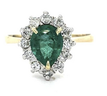 Load image into Gallery viewer, 1.02ct Emerald 0.38ct Side Diamond 18K 2 Tone Ring