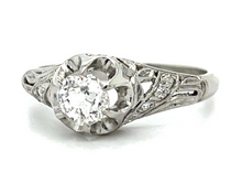 Load image into Gallery viewer, Art Deco .55ct (G-H SI) Old Mine Diamond Platinum Ring (Vintage 1930s)